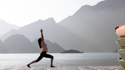 Yoga activities by the dam