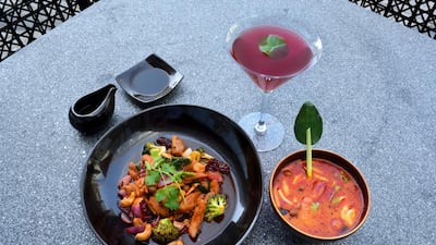 Chicken & Cashew Nut Stir Fry with Chic Republic mocktail at moking Doll. Courtesy Smoking Doll