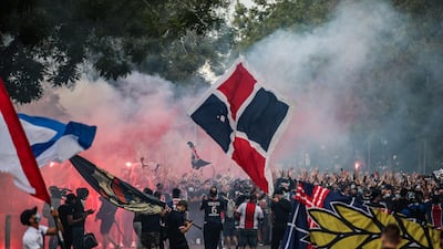 Paris Saint-Germain supporters outside Le Parc des Princes. EPA