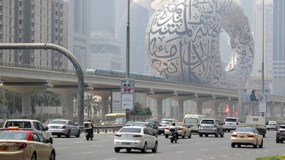A hazy day in central Dubai. Chris Whiteoak / The National