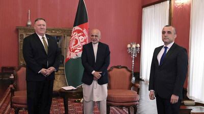 US Secretary of State Mike Pompeo, meets Ashraf Ghani at the presidential palace in Kabul, Afghanistan. AP