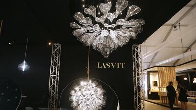 Czech designer Petra Krausova’s Alice – a glass sculpture created for lighting company Lasvit – is one of the eyecatching pieces on display at Downtown Design in Dubai. The four-day event aims to bring national and international talent together. Sarah Dea / The National