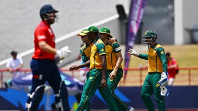 South Africa celebrates the dismissal of England's Jonny Bairstow in Gros Islet. AFP