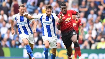Paul Pogba challenges Brighton's Davy Propper. AFP