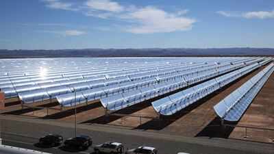 Solar mirrors at the Noor 1 Concentrated Solar Power Station in Ouarzazate, Morocco. UAE's AMEA Power will build two solar plants with a capacity of 36 megawatts each. Photo: Dewa