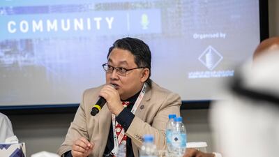 Aloysius Cheang, chief security officer for the UAE at Huawei Technologies, speaks at Gisec Global 2022. Antonie Robertson / The National