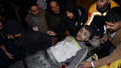 A survivor is extracted from the rubble in Diyarbakir. AFP