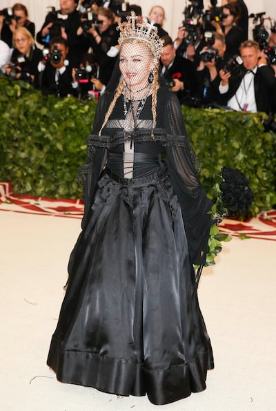 Wearing Jean Paul Gaultier, Madonna arrives at the Met Gala, 2018. Reuters