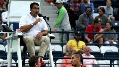 DUBAI, UNITED ARAB EMIRATES - FEBRUARY 26: Nick Kyrgios of Australia conceeds his semi final match against Stan Wawrinka of Switzerland after injury on day seven of the ATP Dubai Duty Free Tennis Championship at the Dubai Duty Free Stadium on February 26, 2016 in Dubai, United Arab Emirates. (Photo by Warren Little/Getty Images)