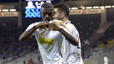 Angers midfielder Abdoul Camara celebrates a goal in his team's Ligue 1 match against Toulouse last Saturday. Remy Gabalda / AFP / October 17, 2015