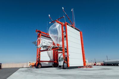 A Loon balloon being prepared for launch from the project site in Nevada before heading to Puerto Rico. Courtesy Project Loon