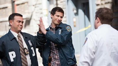 A scene from Brooklyn Nine-Nine staring, from left, Joe Lo Truglio and Andy Samberg. Courtesy Fox