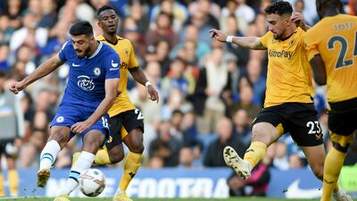 Armando Broja scores Chelsea's third. EPA