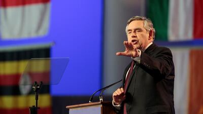 Former UK prime minister Gordon Brown speaks during commencement at New York University in Abu Dhabi (Christopher Pike / The National)