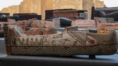 A wooden sarcophagi on display during the unveiling of an ancient treasure trove of more than a 100 intact sarcophagi. AFP