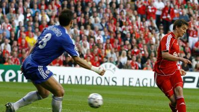Liverpool v Chelsea 2006-07. Liverpool won 4-1 on penalties after game had finished 1-1 on aggregate. It was more misery for Chelsea at Anfield as they went out at the semi-finals stage for the second time in three years. Joe Cole's goal had given Mourinho's side a 1-0 win in the first leg, but Daniel Agger's effort at Anfield levelled the tie and it went to penalties where Liverpool prevailed as Arjen Robben and Geremi failed to score. Dylan Martinez / Reuters