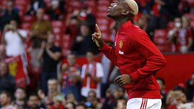 Manchester United’s Paul Pogba warms up before the match. Darren Staples / Reuters