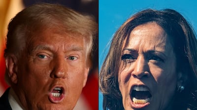 Republican presidential candidate Donald Trump in Las Vegas on August 23 and Democratic presidential candidate Kamala Harris in North Hampton, New Hampshire, on September 4. AFP