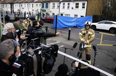 London Fire Brigade Deputy Commissioner Richard Mills speaks to the media at the scene in Sutton. PA
