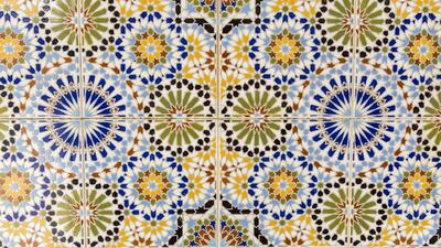 Moroccan Tiles used in the Grande Mosque, principal mosque of Saint - Louis or Ndar, Senegal