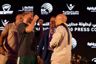 Samuel Bark, left, and Ali Al Qaisi face off in Abu Dhabi. Photo: UAE Warriors