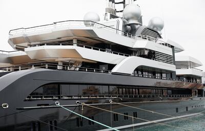 Superyacht 'Crescent', which has been detained by Spanish authorities, is seen docked at Marina Port Tarraco in Tarragona, Spain. Reuters