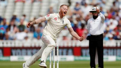 England all-rounder Ben Stokes celebrates the wicket of India's Mohammed Shami. Reuters