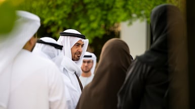 President Sheikh Mohamed on Sunday praised the valour of Emirati soldiers who died to protect the UAE and recognised the sacrifice made by their families. Photo: UAE Presidential Court