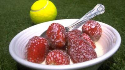 Strawberries and cream on Centre Court at the All England Club, home of the Wimbledon Championships.