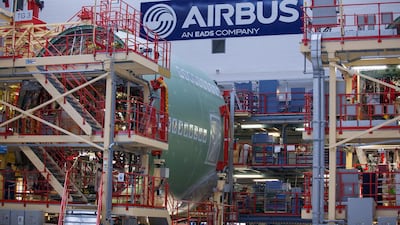 The fuselage of an Airbus A380 aircraft. Bloomberg