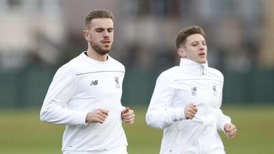 Liverpool’s Jordan Henderson and Adam Lallana during training. Action Images via Reuters / Carl Recine