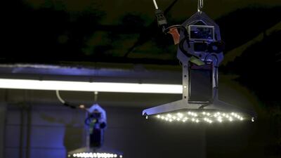 Estonia based startup Welmenni Li-Wi transceivers are pictured in Maardu, Estonia, on December 17, 2015. Li-Fi is similar to widely used Wi-Fi data transmission technology, but it uses light to transmit data. One of the main advantages of this technology is data transmission worth of velocity of light, which is even 100 times faster than Wi-Fi. Reuters