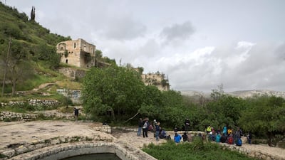 Israelis visit Lifta in 2018 to assess development potential for a luxury resort, which has since been built. Plans are now under way for an Israeli housing complex. William Parry for The National