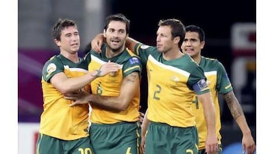 Australia's 'golden generation of Harry Kewell, left, Sasa Ognenovski, Lucas Neill and Tim Cahill, right. Tonight, they have the chance to win the most significant trophy in their country's history.