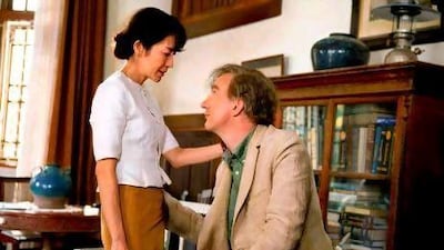 Michelle Yeoh as Aung San Suu Kyi and David Thewlis as her husband Michael in The Lady. AP