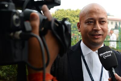 Rahul Sharma, one of the Indian lawyers in the right to privacy case, speaks to the media on the Supreme Court lawns in New Delhi. Sajjad Hussain / AFP