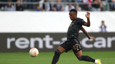 ST GALLEN, SWITZERLAND - SEPTEMBER 08: Marquinhos of Arsenal scores their team's first goal during the UEFA Europa League group A match between FC Zürich and Arsenal FC at Kybunpark on September 08, 2022 in St Gallen, Switzerland. (Photo by Christian Kaspar-Bartke / Getty Images)