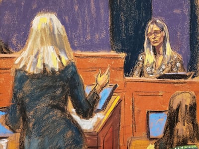 Witness Annie Farmer is questioned by defence lawyer Laura Menninger during the trial of Ghislaine Maxwell. Reuters