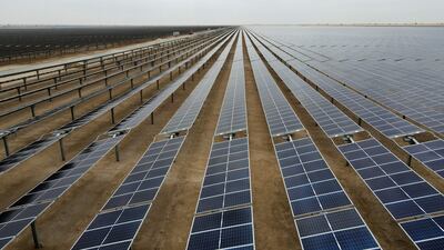 Phase five of the Mohammed bin Rashid Al Maktoum Solar Park in Dubai. Pawan Singh / The National
