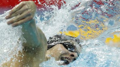 Velimir Stjepanovic on his way to victory during the 200 metres butterfly in London today.