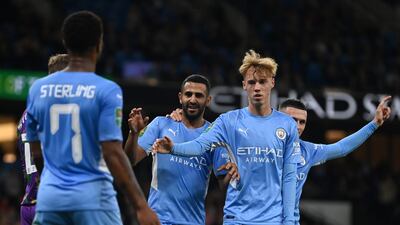 Riyad Mahrez: 8 - Mahrez grabbed two goals and an assist, looking a class above when allowed to cut in and shoot from his flank. Getty Images