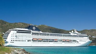 The state-of-the-art vessel MSC Lirica at port.
