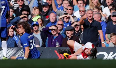 Chelsea's David Luiz was shown a red card after fouling Arsenal's Sead Kolasinac. Eddie Keogh / Reuters