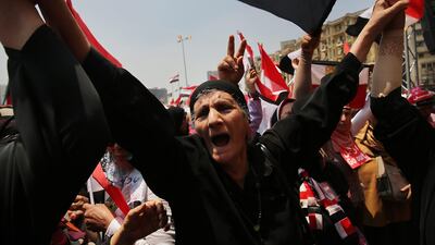 CAIRO, EGYPT - JULY 03: Hundreds of Egyptian protesters begin to gather in Tahrir Square as the deadline given by the military to Egyptian President Mohammed Morsi approaches on July 3, 2013 in Cairo, Egypt. The president gave a defiant speech last night and vowed to stay in power despite the military threats. As unrest spreads throughout the country, at least 23 people were killed in Cairo on Tuesday and over 200 others were injured. (Photo by Spencer Platt/Getty Images) *** Local Caption *** 172538826.jpg