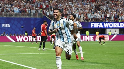 Argentina's Enzo Fernandez celebrates scoring the winner. Reuters