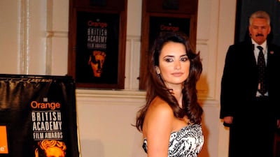 Penelope Cruz, wearing Oscar de la Renta, arrives at the British Academy Film Awards on February 11, 2007. EPA