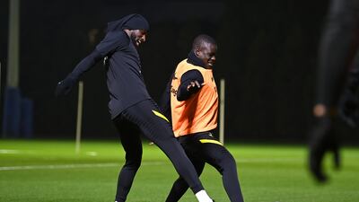 Antonio Rudiger and Malang Sarr at Chelsea Training Ground.