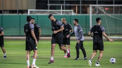 Palestine players go through their paces at a training session in Sharjah.