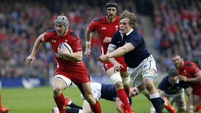Jonathan Davies and Wales were able to hold off Scotland in their Six Nations rugby union match at Murrayfield Stadium in Edinburgh, Scotland, on Sunday. Russell Cheyne / Reuters
