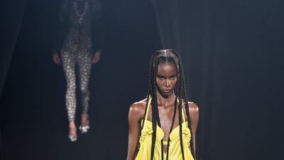 Another look by Alber Elbaz shown in the AZ Factory tribute show. AFP